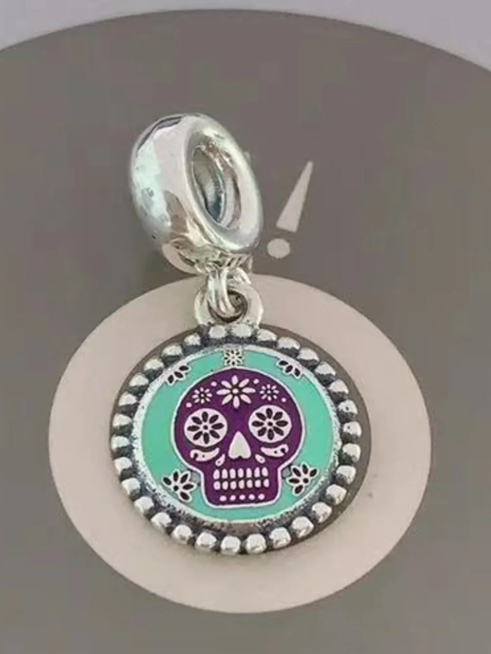Pandora Skull Dia de Los Muertos Dangle Charm, S925, Ale